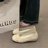 Sapatilhas Raso Estilo Francês com Laço para Mulheres, Novo Modelo Primavera 2026, Sola Rasteira, Elegante, Salto Escondido, Sapatos de Ballet, Sapatos Mary Jane