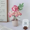 Florero de Clavel Tejido a Crochet Hecho a Mano Terminado Flores Artificiales Flores Falsas Decoración de Escritorio para el Hogar Regalo de Vacaciones