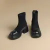 Botines de plataforma estilo coreano para mujer, diseño versátil de punta redonda, botas de ajuste ceñido, nueva colección otoño 2026, de tacón alto, elásticos y modernos