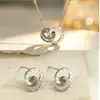 Joyería Romana de Acero de Titanio de Alta Gama con Doble Anillo, Collar, Pulsera y Pendientes Geométricos de Lujo Ligero, Conjunto de Moda para Viajes Diarios para Mujeres