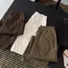 Pantalones bombachos cropped de patchwork sencillos para mujer, nuevo estilo coreano para otoño de 2026, con cordones de colores, de cintura alta, adelgazantes y casuales