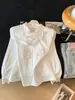 Camisa blanca con corbata de moño para mujer, nueva moda de otoño, top de estilo francés con un diseño único, camisa de nicho