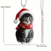 Transfronterizo Nuevo Dibujo Animado Lindo Gato Colgante Acrílico Colgante Decoración Árbol de Navidad Decoraciones Colgantes de Navidad