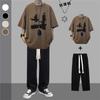 Terno de Manga Curta para Meninos, Conjunto Esportivo Ins de Duas Peças, Camiseta e Calça, Terno Casual Fino Masculino