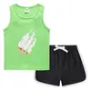 Colete de verão para crianças 2023 shorts quentes camisa básica casual coreana suit de regata absorvente de suor cor doce para crianças
