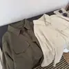 2026 Nova Moda Estilo Coreano Gola Lapela Manga Longa Camisa Feminina Solta Emagrecedora Versátil Top Estilo Preguiçoso Cor Sólida Roupa de Fora