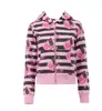 Conjunto de Moda con Sudadera con Capucha y Shorts con Estampado de Rayas Rosas Hip-Hop Streetwear Dulce Fresco Rock para Mujeres