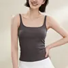 Camiseta de tirantes acanalada para mujer con almohadillas en el pecho, cuello cuadrado, tirantes finos, sin mangas, adelgazante, espalda descubierta, se puede usar como prenda exterior