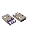 Conector USB A macho cuerpo corto cable de soldadura 5 pines alta corriente morado carga rápida USB 2.0 enchufe macho de una sola pieza