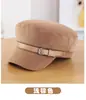 Sombrero ecuestre de ala corta de cuero con hebilla estilo británico para otoño e invierno, gorra de visera corta octogonal tipo boina artística retro