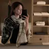 Bufanda con estampado bonito, cálida y de invierno, de cachemira con diseño de gato, para mujer, de doble uso.