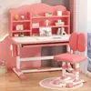 Mesa infantil estilo nuvem personalizada com altura ajustável, estante de armazenamento integrada e mesa de aprendizado para correção de postura estudantil