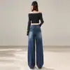 Jeans Americano Retrô de Perna Larga Novo 2026 Transfronteiriço para Mulheres, Formato Pera, Cintura Alta, Caimento Solto, Emagrecedor, Perna Reta, para Figuras Baixas