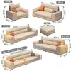 Sofá de Tela Sala de Estar Apartamento Pequeño Línea Recta Simple Sofá de Cuero con Forma de Pata de Gato Habitación de Alquiler Sofá de Tela Técnica Duradero Sin Lavado