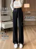 Calças pretas pantalona para mulheres, novo estilo de verão, cintura alta, corte solto, emagrecimento, casual, com bom caimento, versátil, calças sociais de corte reto estreito