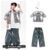 Ropa Moderna para Niños de Danza Urbana, Trajes Hip-Hop para Niños, Ropa de Actuación, Camisas Holgadas de Verano con Bloques de Color para Niñas, Ropa de Actuación Callejera