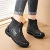 Botas de lluvia estilo coreano, cómodas, a la moda y duraderas, impermeables, con suela gruesa, forradas de felpa, para estudiantes, mujeres y uso en exteriores, con suelas antideslizantes