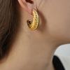 Aretes de acero de titanio con esmalte de caña de color vintage estilo Hong Kong, nicho de personalidad, huecos en forma de C, temperamento, Maillard mujeres