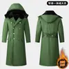 Abrigo de algodón largo impermeable y cortavientos para hombre de invierno, forrado de forro polar y engrosado, estilo con cremallera, ropa de trabajo, chaqueta de algodón para almacenamiento en frío