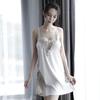 Yaxue Taobao Explosões Feminino Sexy Alça de Espaguete Renda Vazada Vestido de Noite Renda Bordada com Fenda Alta Vestido de Renda Bordada Comércio Exterior