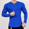 Musculoso Esportivo Casual Semi-Ajustada Fitness Manga Longa Masculino Basquete Outono Corrida Treinamento Elástica Camiseta Secagem Rápida