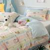Urso de Natal Desenho Animado Algodão Algodão Cama Quatro Peças Inverno Veludo Leite Capa de Edredom Flange Veludo Coral Lençol de Cama Três