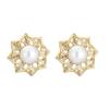 RAKOL - Elegantes pendientes coreanos con pétalos de rosa para mujer, exquisitos pendientes de micro circonitas y perlas que combinan con todo.