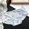 [80-120] 524 Seda de Hielo estampado lindo tiro bajo bolsa de ropa interior para mujer cadera con taladro ropa interior para mujer tiro bajo