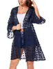 Cardigan de playa de gasa con borlas jacquard para mujer, verano 2023, transpirable, manga 3/4, blusa para nadar