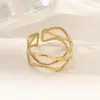 Anillo Irregular Transfronterizo de Acero de Titanio, Moderno y Único, Anillo Abierto Forjado al Vacío en Oro de 18 Quilates, Joyería de Acero Inoxidable para Mujer