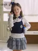 Conjunto de Policía Conejo para Niños Ningli Primavera/Verano Nuevo Sudadera de Manga Larga de Algodón Estilo Coreano para Niñas con Pantalones de Volantes