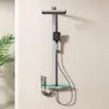 Cabezal de ducha de aluminio espacial gris pistola transfronterizo, cuatro funciones, presurizado, agua caliente y fría, pantalla digital, luz ambiental, para baño del hogar, venta al por mayor