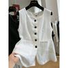 Chaleco de Lino Estilo Chino para Mujer Verano Chaleco Delgado sin Mangas Chaqueta Chaleco Top Verano para Mujer