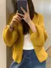 Cárdigan de punto versátil estilo coreano hecho a medida con mangas murciélago holgadas, diseño único, mangas farol, chaqueta suéter texturizada para mujer