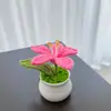 Lírio Acabado em Vaso, Orquídea Marciana, Pequenos Enfeites, Flores Artificiais Artesanais, Acessórios para Mesa e Carro, Produtos de Venda Quente Transfronteiriços