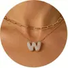 Nuevo Producto Transfronterizo de Amazon Collar con Letras de Burbuja Moda y Versátil Collar con Colgante de Pedrería Multicapa para Uso Diario