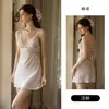 Camisola de Satén Fruncida con Encaje Bordado y Malla, Camisón con Almohadillas en el Pecho y Bata, Conjunto de Ropa para el Hogar 5848