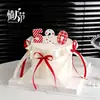 520 Decoración para Pastel del Día de San Valentín Acrílico Topper Estilo Ballet Cinta de Moño Topper de Confesión de Pareja