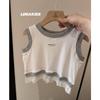 Colete para meninas 2025, nova camiseta infantil de algodão puro para o verão, top elegante e versátil para meninas, estilo ocidental de verão