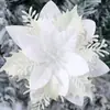 Flor de Navidad Decorativa Dorada con Purpurina de 14 cm, Accesorios para Corona Navideña con Purpurina Verde, Árbol de Navidad, Moños Navideños al por Mayor