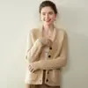 26 Nuevo Cárdigan Grueso de Punto Trenzado para Mujer Otoño/Invierno con Cuello de Fruta Verde, Suéter Abrigo de Punto de Cachemira Holgado y Cálido