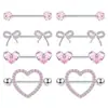 Moda Europeia e Americana Mais Vendida Aço Inoxidável Cravejado de Diamante Camada Dupla Formato de Coração Anéis para Mamilo Joias de Piercing para Corpo Humano Atacado Fábrica de Joias
