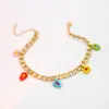 Tobillera Trenzada Europea y Americana con Colgante de Flor de Cuentas de Arroz de Colores Simple Retro Bohemio para Mujer Accesorios para el Pie para Mujer