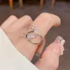 Anillo de apertura de cruz de diamantes de moda de lujo ligero, alto sentido, anillo para el dedo índice de personalidad, temperamento, estilo frío simple, venta al por mayor