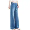 Pantalones de mezclilla anchos de cintura alta a la moda personalizados con etiquetas, nuevo estilo primavera/otoño 2026, pantalones rectos de pierna ancha versátiles para mujer
