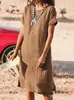 Ropa de mujer transfronteriza, exportación de eBay, vestido con abertura, plisado, Amazon, estilo europeo y americano, cuello redondo, manga corta, para mujeres