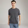 Camiseta de manga corta simple de cachemir 100% para hombre de alta gama, color liso, cuello redondo, prenda base de punto para otoño e invierno
