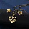 Colar transfronteiriço simples em forma de coração Alfabeto inglês Mãe Colar Flor Amor Clavícula Cadeia Brinco Conjunto de brincos