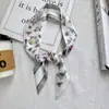 Lenço Longo Pequeno de Flores Vintage para Viagem Feminina Decoração Fita Ins Lenço Joker Tipo Seda Lenço Feminino Atacado