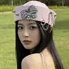 Gorra Azul Marino Bordada Europea y Americana Cosplay Uniforme de Policía Femenino Sombrero de Otoño e Invierno para Actuación Circunferencia de Cabeza Grande Sombrero de Marinero Japonés para Mujer